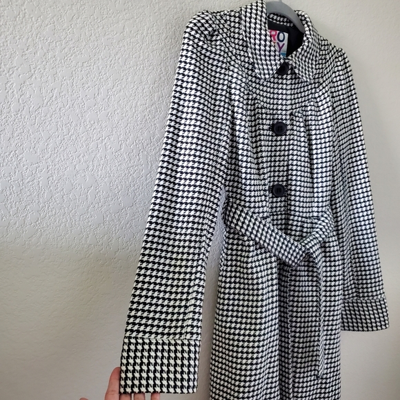 Roxy houndstooth puffsleeves belted coat - Picture 3 of 13